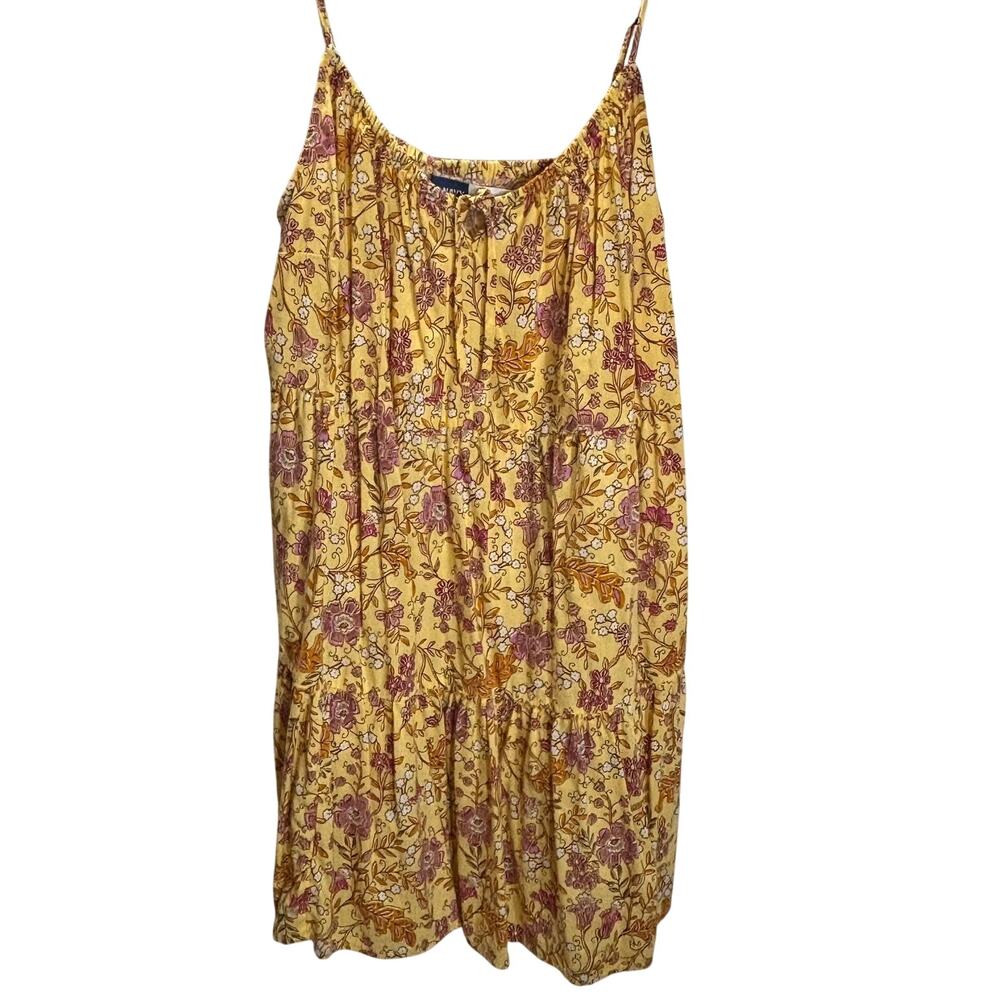 Old Navy Yellow Floral Cami Dress Tiered Boho Sleeveless Womens L